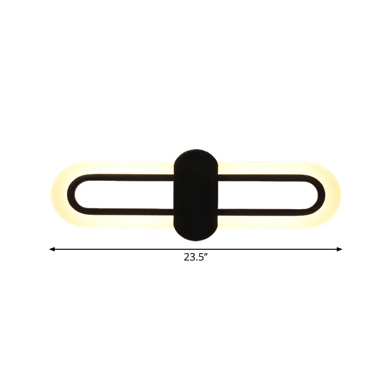 Oblong Wall Mount Lighting Modernist Acrylic LED Black Wall Mounted Light in Warm/White Light, 16"/23.5"/31.5" W Clearhalo 'Cast Iron' 'Glass' 'Industrial' 'Modern wall lights' 'Modern' 'Tiffany' 'Traditional wall lights' 'Wall Lamps & Sconces' 'Wall Lights' Lighting' 1710706