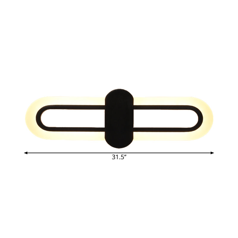 Oblong Wall Mount Lighting Modernist Acrylic LED Black Wall Mounted Light in Warm/White Light, 16"/23.5"/31.5" W Clearhalo 'Cast Iron' 'Glass' 'Industrial' 'Modern wall lights' 'Modern' 'Tiffany' 'Traditional wall lights' 'Wall Lamps & Sconces' 'Wall Lights' Lighting' 1710707
