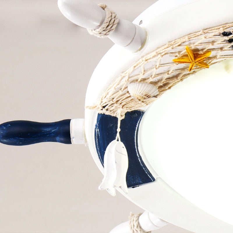 White Rudder Ceiling Mount Light Nautical Style Metal Flush Light for Game Room Clearhalo 'Ceiling Lights' 'Close To Ceiling Lights' 'Close to ceiling' 'Flush mount' Lighting' 171075