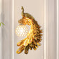 Single Head Peacock Wall Sconce Cottage White/Red/Blue Resin Wall Light Fixture with Clear K9 Crystal Shade, Left/Right Clearhalo 'Wall Lamps & Sconces' 'Wall Lights' Lighting' 1710774