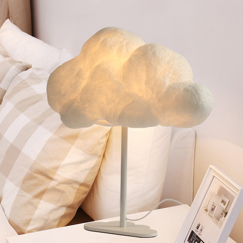 Cloud Night Table Lamp Minimalism Silk 1 Light White Task Lighting for Children Bedroom White Clearhalo 'Lamps' 'Table Lamps' Lighting' 1710802