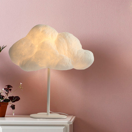 Cloud Night Table Lamp Minimalism Silk 1 Light White Task Lighting for Children Bedroom Clearhalo 'Lamps' 'Table Lamps' Lighting' 1710803