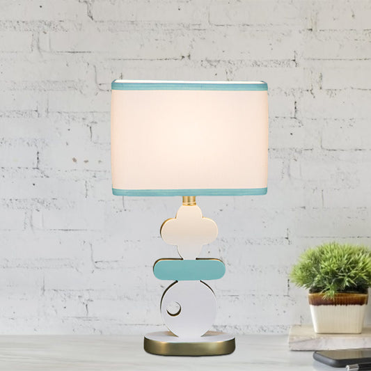 Single Light Bedside Night Lamp Modern Blue/Green Reading Task Lighting with Barrel Fabric Shade Clearhalo 'Lamps' 'Table Lamps' Lighting' 1710835