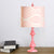 Macaron Barrel Night Lamp Fabric 1 Light Bedroom Task Lighting with Column Base in Pink Pink Clearhalo 'Lamps' 'Table Lamps' Lighting' 1711018