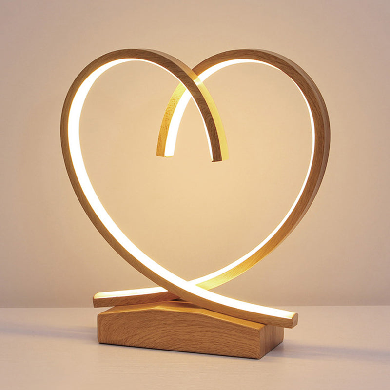 Loving Heart Wooden Night Table Light Simplicity Black/White/Wood LED Desk Lighting for Sleeping Room Clearhalo 'Lamps' 'Table Lamps' Lighting' 1711066