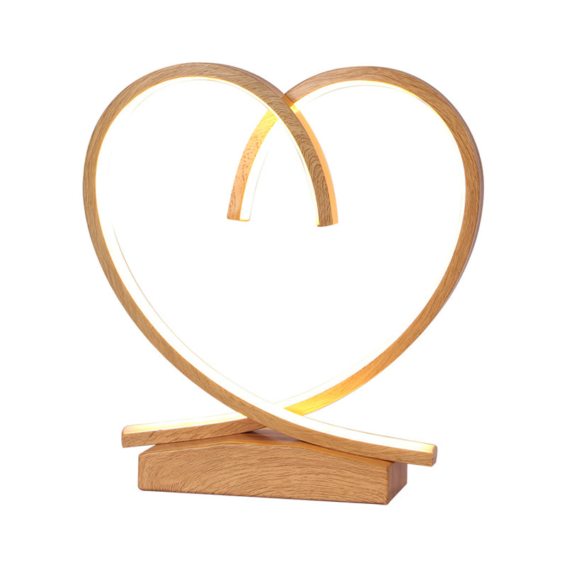 Loving Heart Wooden Night Table Light Simplicity Black/White/Wood LED Desk Lighting for Sleeping Room Clearhalo 'Lamps' 'Table Lamps' Lighting' 1711067