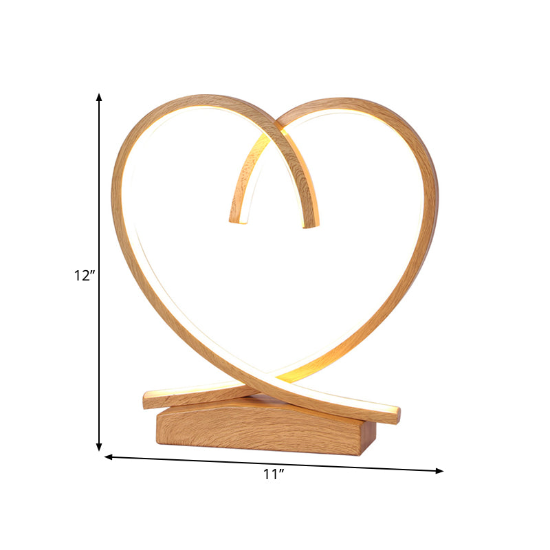 Loving Heart Wooden Night Table Light Simplicity Black/White/Wood LED Desk Lighting for Sleeping Room Clearhalo 'Lamps' 'Table Lamps' Lighting' 1711068