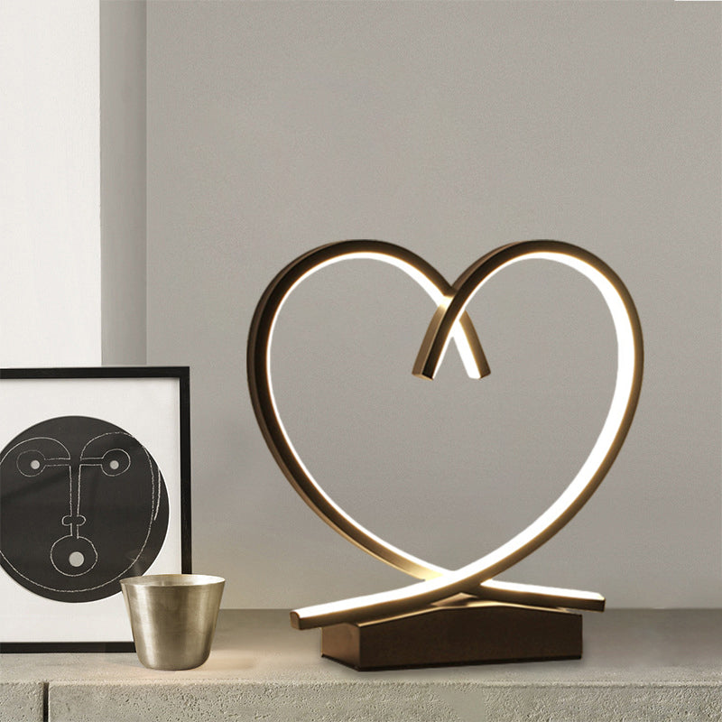 Loving Heart Wooden Night Table Light Simplicity Black/White/Wood LED Desk Lighting for Sleeping Room Clearhalo 'Lamps' 'Table Lamps' Lighting' 1711075