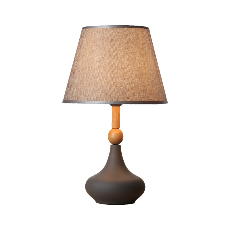 Barrel Task Lighting Macaron Fabric 1 Head Grey/Pink/Blue Night Table Light with Metallic Vase Base Clearhalo 'Lamps' 'Table Lamps' Lighting' 1711089