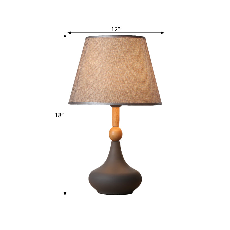 Barrel Task Lighting Macaron Fabric 1 Head Grey/Pink/Blue Night Table Light with Metallic Vase Base Clearhalo 'Lamps' 'Table Lamps' Lighting' 1711090