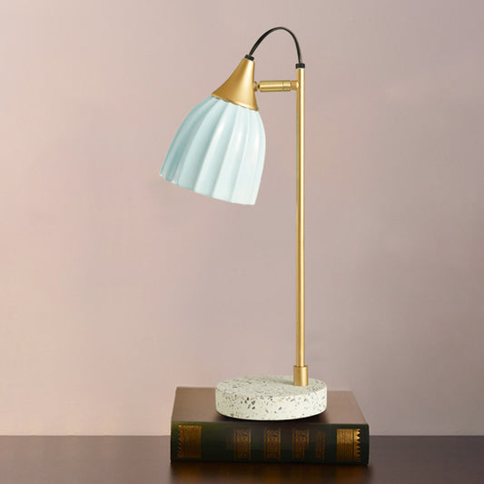 Porcelain Dome Desk Lamp Kids Style 1 Light Night Lighting with Adjustable Joint Design in Pink/Blue/Green Blue Clearhalo 'Lamps' 'Table Lamps' Lighting' 1711101