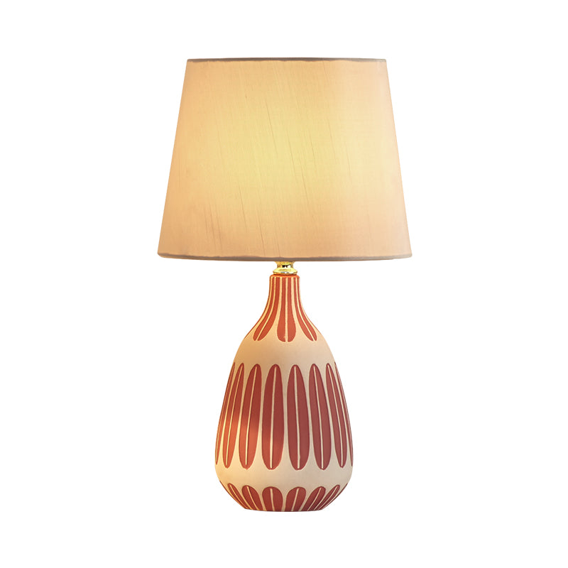 Scandinavian 1 Head Table Light Pink/Green/Purple Barrel Nightstand Lamp with Fabric Shade for Bedside Clearhalo 'Lamps' 'Table Lamps' Lighting' 1711115