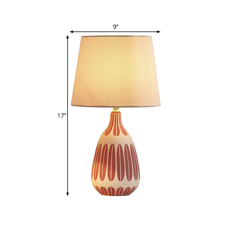 Scandinavian 1 Head Table Light Pink/Green/Purple Barrel Nightstand Lamp with Fabric Shade for Bedside Clearhalo 'Lamps' 'Table Lamps' Lighting' 1711116