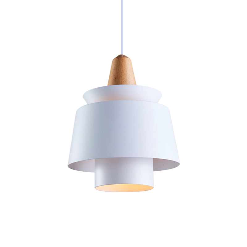 1 Head Dining Room Suspension Light with Tapered Metal Shade Modern Stylish Black/White Ceiling Pendant Light Clearhalo 'Ceiling Lights' 'Modern Pendants' 'Modern' 'Pendant Lights' 'Pendants' Lighting' 171116