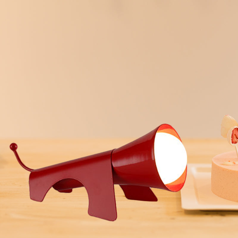 1 Head Children Room Desk Light Cartoon Red/Yellow Night Table Lamp with Dog-Like Metallic Shade Clearhalo 'Lamps' 'Table Lamps' Lighting' 1711164