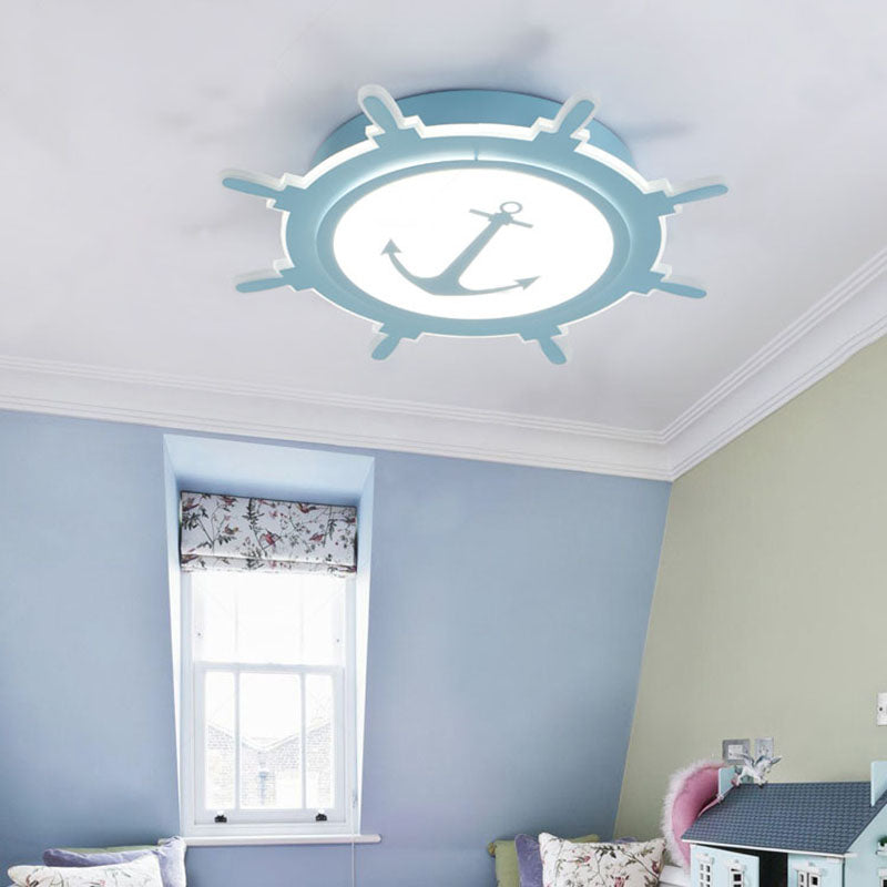 Rudder and Anchor Flushmount Light Nautical Style Acrylic Ceiling Light for Teen Blue Clearhalo 'Ceiling Lights' 'Close To Ceiling Lights' 'Close to ceiling' 'Flush mount' Lighting' 171121