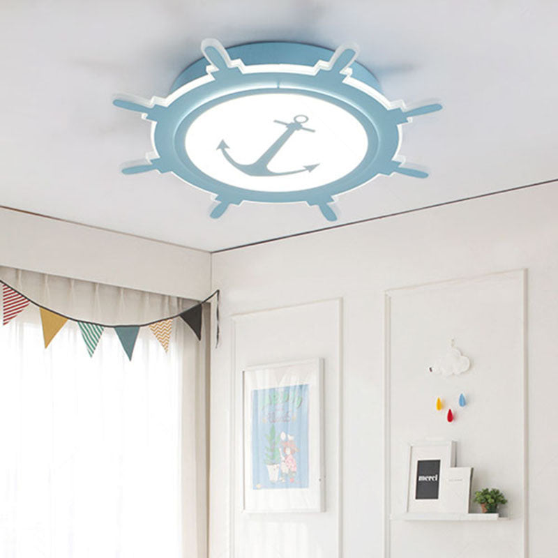 Rudder and Anchor Flushmount Light Nautical Style Acrylic Ceiling Light for Teen Clearhalo 'Ceiling Lights' 'Close To Ceiling Lights' 'Close to ceiling' 'Flush mount' Lighting' 171122