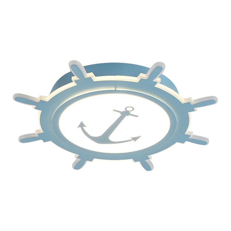 Rudder and Anchor Flushmount Light Nautical Style Acrylic Ceiling Light for Teen Clearhalo 'Ceiling Lights' 'Close To Ceiling Lights' 'Close to ceiling' 'Flush mount' Lighting' 171123