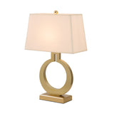 Gold Cuboid Table Light Antique Fabric 1 Head Drawing Room Nightstand Lamp with Round Base Clearhalo 'Lamps' 'Table Lamps' Lighting' 1711236