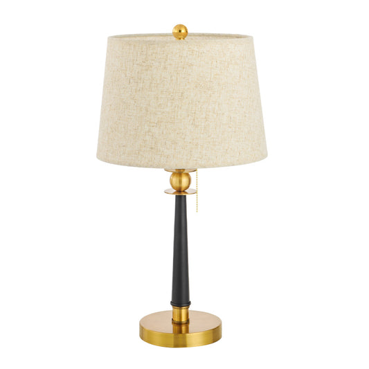 1-Bulb Fabric Night Lighting Traditional Gold Barrel Bedside Table Light with Pull Chain Clearhalo 'Lamps' 'Table Lamps' Lighting' 1711252