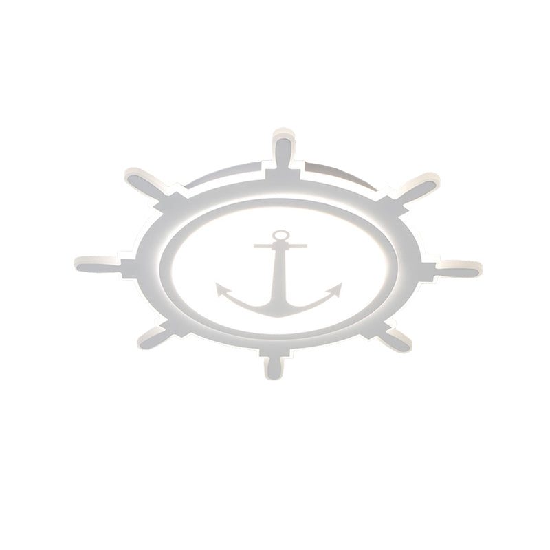 Rudder and Anchor Flushmount Light Nautical Style Acrylic Ceiling Light for Teen Clearhalo 'Ceiling Lights' 'Close To Ceiling Lights' 'Close to ceiling' 'Flush mount' Lighting' 171126