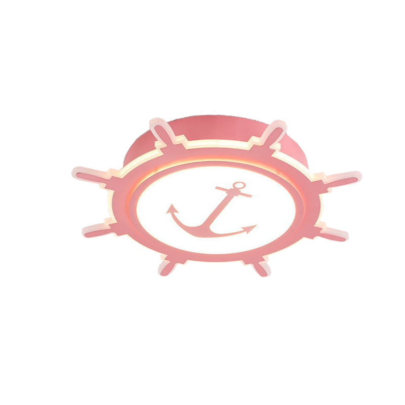 Rudder and Anchor Flushmount Light Nautical Style Acrylic Ceiling Light for Teen Clearhalo 'Ceiling Lights' 'Close To Ceiling Lights' 'Close to ceiling' 'Flush mount' Lighting' 171128