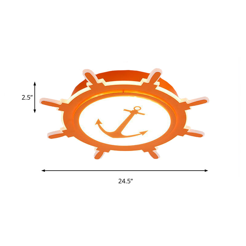 Rudder and Anchor Flushmount Light Nautical Style Acrylic Ceiling Light for Teen Clearhalo 'Ceiling Lights' 'Close To Ceiling Lights' 'Close to ceiling' 'Flush mount' Lighting' 171131