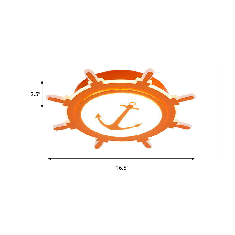 Rudder and Anchor Flushmount Light Nautical Style Acrylic Ceiling Light for Teen Clearhalo 'Ceiling Lights' 'Close To Ceiling Lights' 'Close to ceiling' 'Flush mount' Lighting' 171132