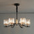 Simple Cylinder Hanging Ceiling Light Crystal Prisms 6-Bulb Bedroom Chandelier Lamp in Black Black Clearhalo 'Ceiling Lights' 'Chandeliers' 'Modern Chandeliers' 'Modern' Lighting' 1711324