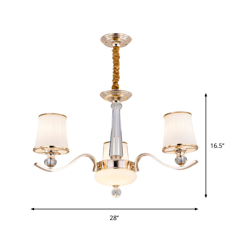 Opaque Glass Conic Suspension Lighting Simple 3 Lights Chandelier Lamp Fixture in Gold Clearhalo 'Ceiling Lights' 'Chandeliers' 'Modern Chandeliers' 'Modern' Lighting' 1711335