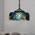 Blue and Green Drum Hanging Lamp Kit Tiffany 1-Light Hand Cut Glass Ceiling Light with Peacock Tail Pattern Blue-Green Clearhalo 'Art Deco Pendants' 'Cast Iron' 'Ceiling Lights' 'Ceramic' 'Crystal' 'Industrial' 'Metal' 'Middle Century Pendants' 'Pendant Lights' 'Pendants' 'Tiffany close to ceiling' 'Tiffany Pendants' 'Tiffany' Lighting' 1711445