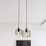 2 Lights Hexagon Frame Multi Pendant Retro Style Black Metal Ceiling Hang Fixture Clearhalo 'Art Deco Pendants' 'Black' 'Cast Iron' 'Ceiling Lights' 'Ceramic' 'Crystal' 'Industrial Pendants' 'Industrial' 'Metal' 'Middle Century Pendants' 'Pendant Lights' 'Pendants' 'Rustic Pendants' 'Tiffany' Lighting' 1711479