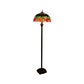 Floral Floor Lighting Tiffany Hand Cut Glass 2 Lights Green Finish Pull Chain Stand Lamp with Dome Shade Clearhalo 'Floor Lamps' 'Lamps' Lighting' 1711504