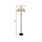 2-Head Bedroom Standing Floor Light Victorian White Floral Patterned Floor Lighting with Bowl Shell Shade Clearhalo 'Floor Lamps' 'Lamps' Lighting' 1711539