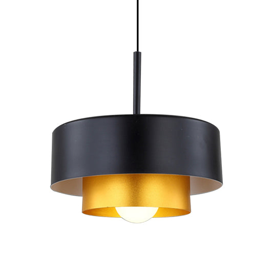 Tiered Drum Suspension Lamp Modern Metal 1 Bulb Black/Brown Ceiling Pendant Light for Dining Room with Acrylic Diffuser Clearhalo 'Ceiling Lights' 'Modern Pendants' 'Modern' 'Pendant Lights' 'Pendants' Lighting' 171154