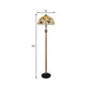 Tiffany Dome Reading Floor Light 2 Lights Shell Butterfly and Flower Standing Lighting in White Clearhalo 'Floor Lamps' 'Lamps' Lighting' 1711551