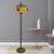 3 Bulbs Flower/Grapes Floor Lighting Tiffany Style Blue and Green/Red and Yellow Standing Glass Standing Lamp with Pull Chain Red-Yellow Clearhalo 'Floor Lamps' 'Lamps' Lighting' 1711560