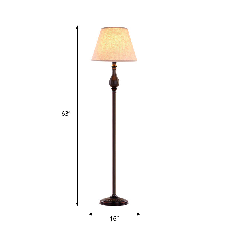 Barrel Fabric Standing Lamp Vintage 1 Bulb Drawing Room Room Floor Lighting in Apricot Clearhalo 'Floor Lamps' 'Lamps' Lighting' 1711628