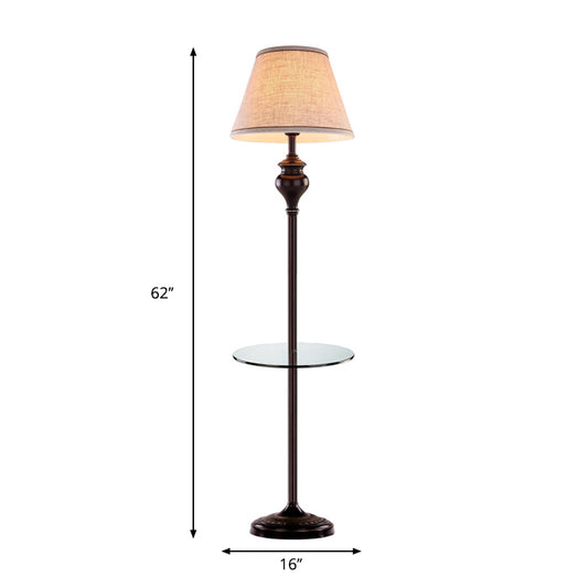 Traditional Conic Floor Table Lamp 1-Bulb Fabric Shade Standing Floor Light in Apricot Clearhalo 'Floor Lamps' 'Lamps' Lighting' 1711644