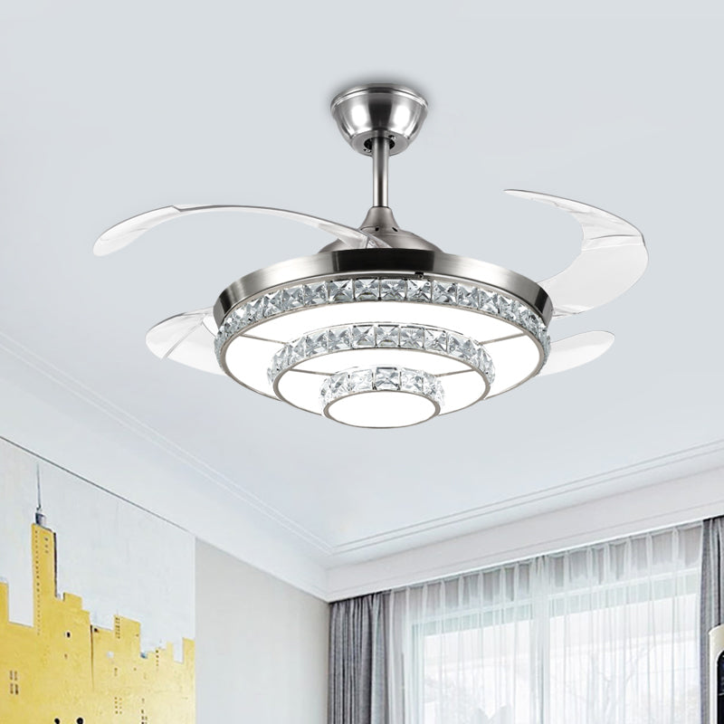 Modernism Led Ceiling Fan Lamp Silver