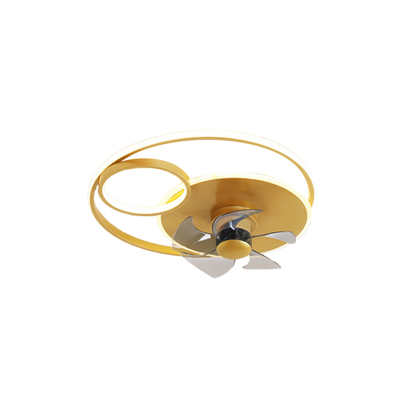 Aluminum Ring Fan Light Fixture Modern LED Gold Semi Flush with 5 Blades for Bedroom, 18" Width Clearhalo 'Ceiling Fans with Lights' 'Ceiling Fans' 'Modern Ceiling Fans' 'Modern' Lighting' 1711711