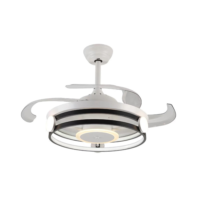 Acrylic Round Ceiling Fan Light Fixture Simple 42" Wide LED Semi Flush in Black with 3 Blades Clearhalo 'Ceiling Fans with Lights' 'Ceiling Fans' 'Modern Ceiling Fans' 'Modern' Lighting' 1711718