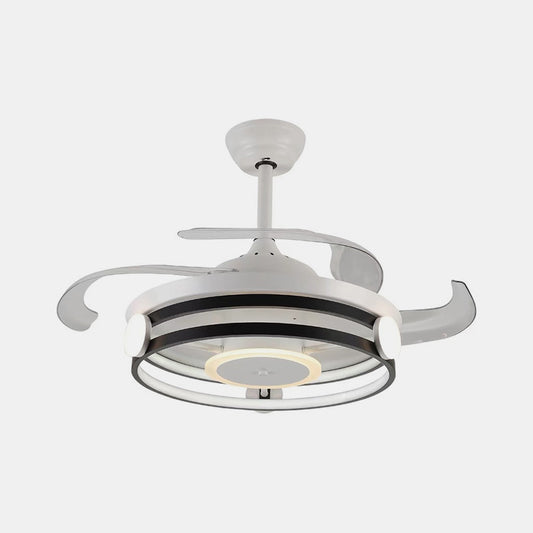 Acrylic Round Ceiling Fan Light Fixture Simple 42" Wide LED Semi Flush in Black with 3 Blades Clearhalo 'Ceiling Fans with Lights' 'Ceiling Fans' 'Modern Ceiling Fans' 'Modern' Lighting' 1711719