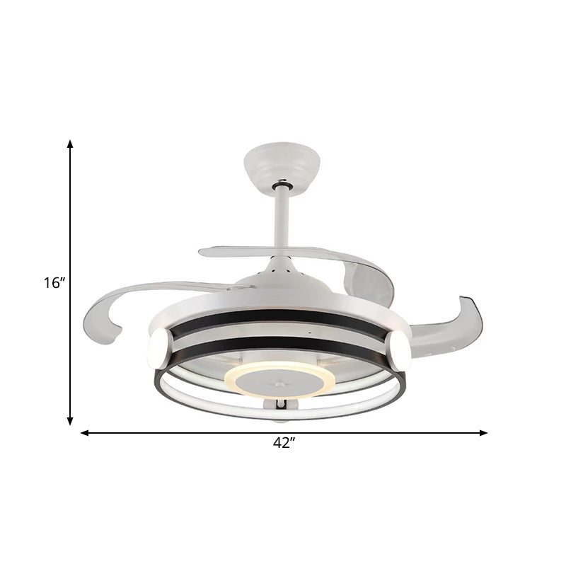 Acrylic Round Ceiling Fan Light Fixture Simple 42" Wide LED Semi Flush in Black with 3 Blades Clearhalo 'Ceiling Fans with Lights' 'Ceiling Fans' 'Modern Ceiling Fans' 'Modern' Lighting' 1711720