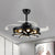 Black/White Round and Linear Semi Flush Vintage Metal 42" Width LED Parlor Pendant Fan Light with 3 Blades Black Clearhalo 'Ceiling Fans with Lights' 'Ceiling Fans' Lighting' 1711741