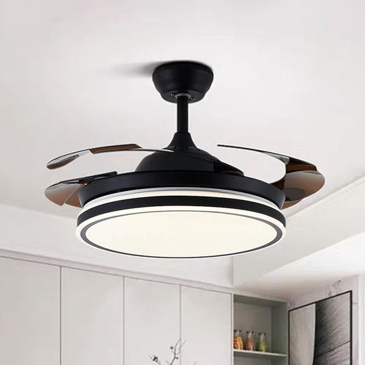 Acrylic Black/White Ceiling Fan Lamp Round LED Antique Semi Mount Lighting with 3-Blade, 42" Wide Black Clearhalo 'Ceiling Fans with Lights' 'Ceiling Fans' Lighting' 1711749