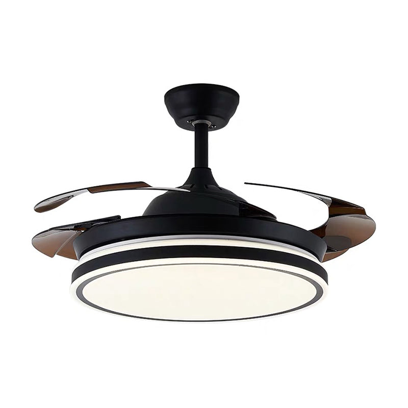Acrylic Black/White Ceiling Fan Lamp Round LED Antique Semi Mount Lighting with 3-Blade, 42" Wide Clearhalo 'Ceiling Fans with Lights' 'Ceiling Fans' Lighting' 1711751