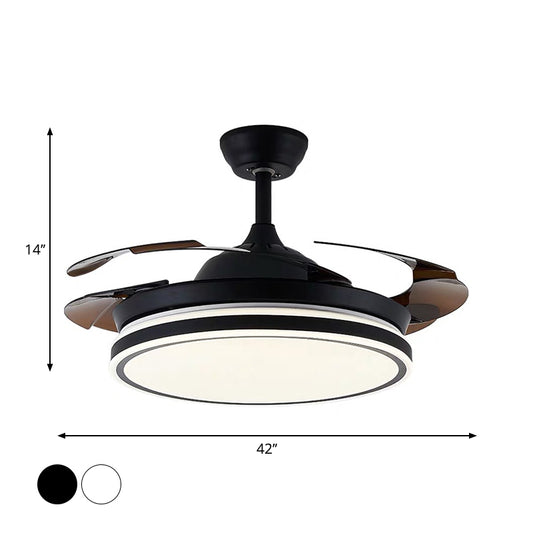 Acrylic Black/White Ceiling Fan Lamp Round LED Antique Semi Mount Lighting with 3-Blade, 42" Wide Clearhalo 'Ceiling Fans with Lights' 'Ceiling Fans' Lighting' 1711752