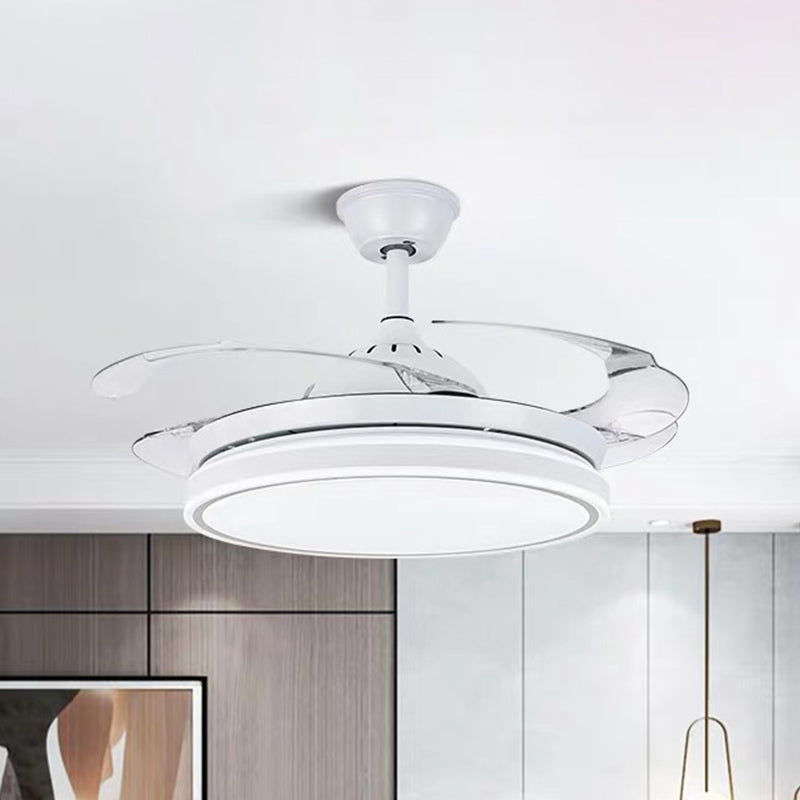 Acrylic Black/White Ceiling Fan Lamp Round LED Antique Semi Mount Lighting with 3-Blade, 42" Wide Clearhalo 'Ceiling Fans with Lights' 'Ceiling Fans' Lighting' 1711754