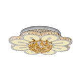 Flower Crystal Block Semi Flush Light Modernism LED Chrome Close to Ceiling Lighting Clearhalo 'Ceiling Lights' 'Close To Ceiling Lights' 'Close to ceiling' 'Semi-flushmount' Lighting' 1711831
